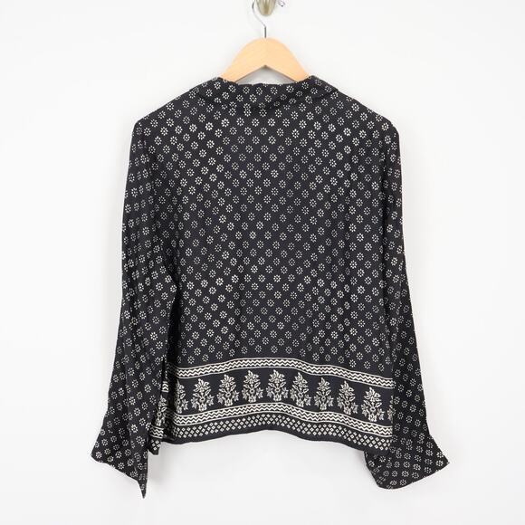 J.Crew Womens Camp Collar Button Up Shirt Block Print Faded Black Size Large NWT - Picture 8 of 13